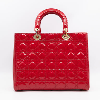 Lady Dior Large Red Patent Leather