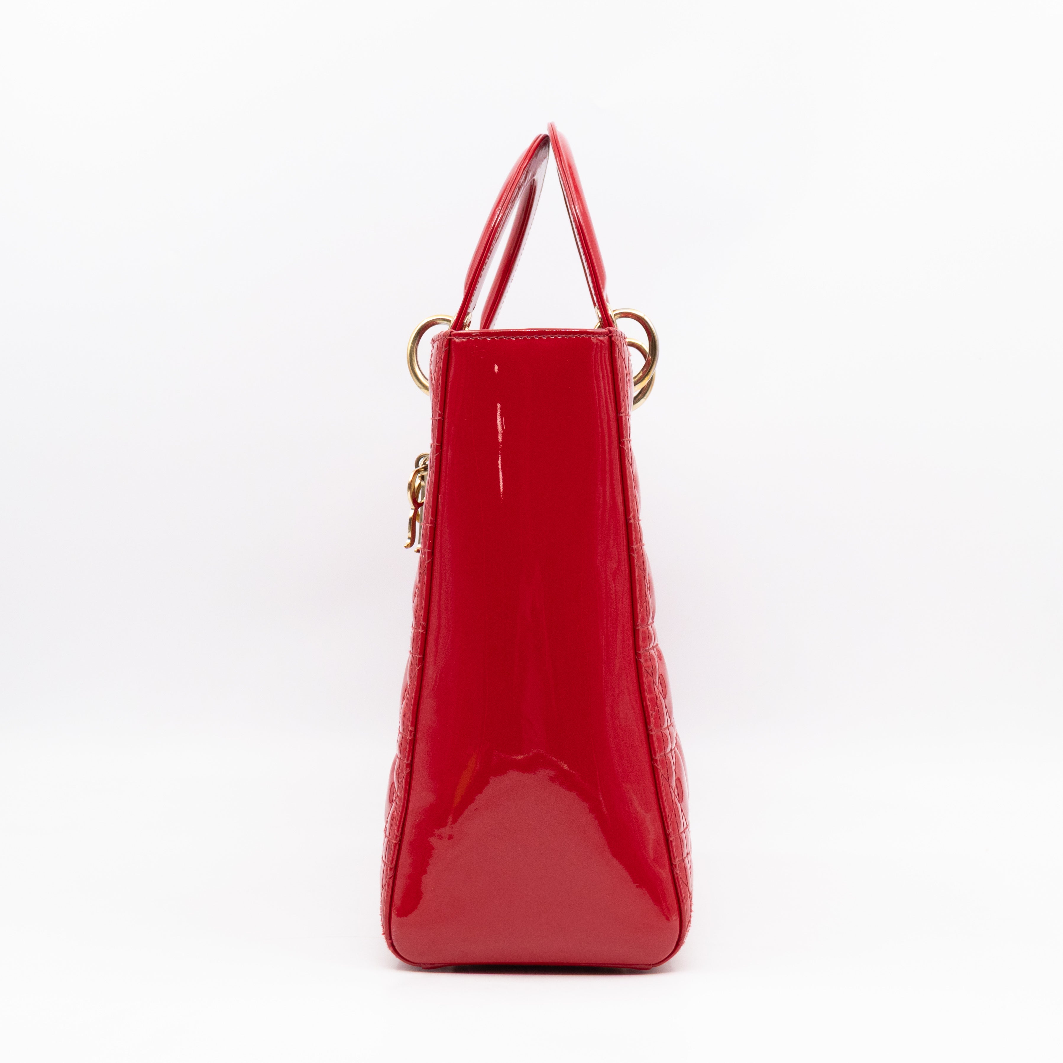 Lady Dior Large Red Patent Leather