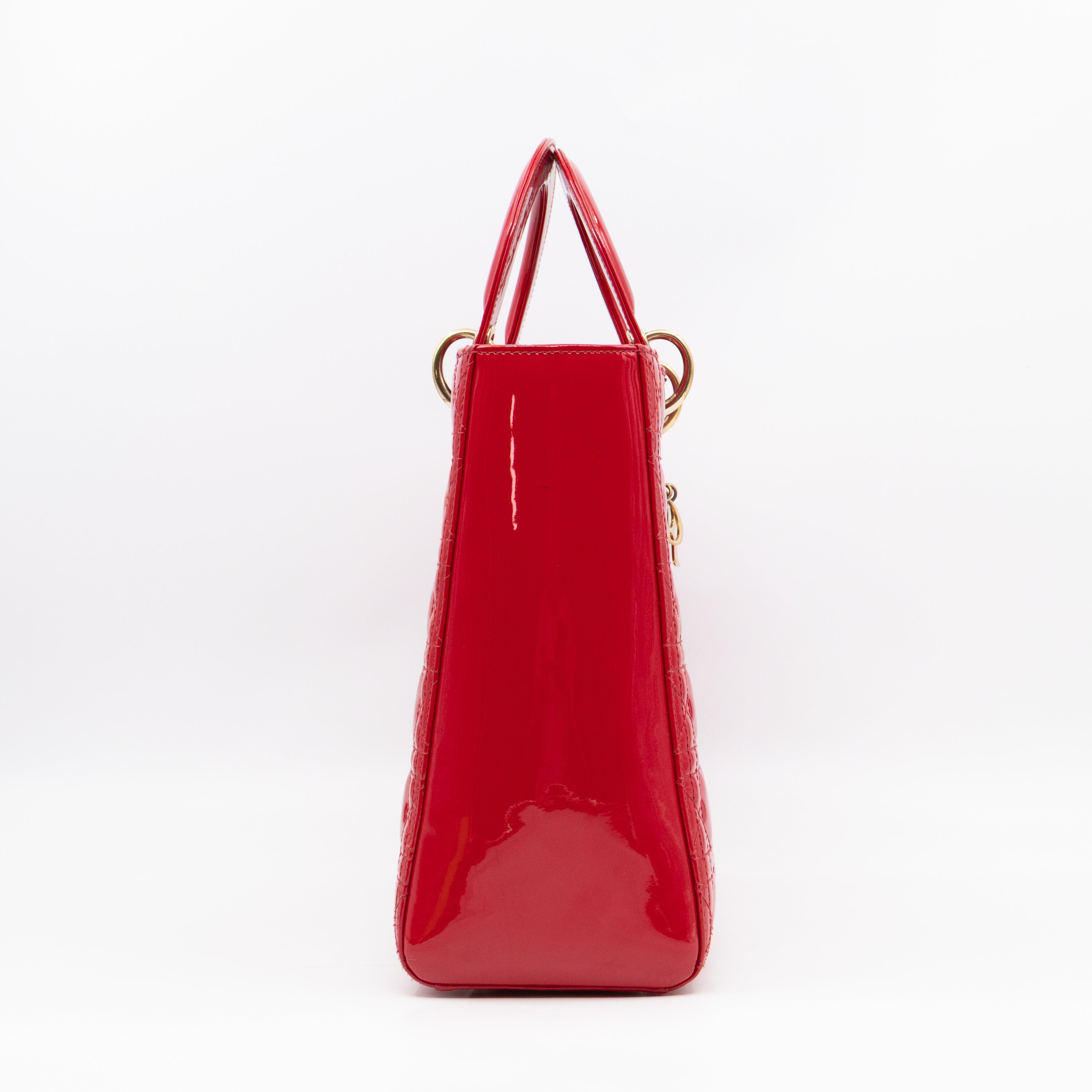 Lady Dior Large Red Patent Leather
