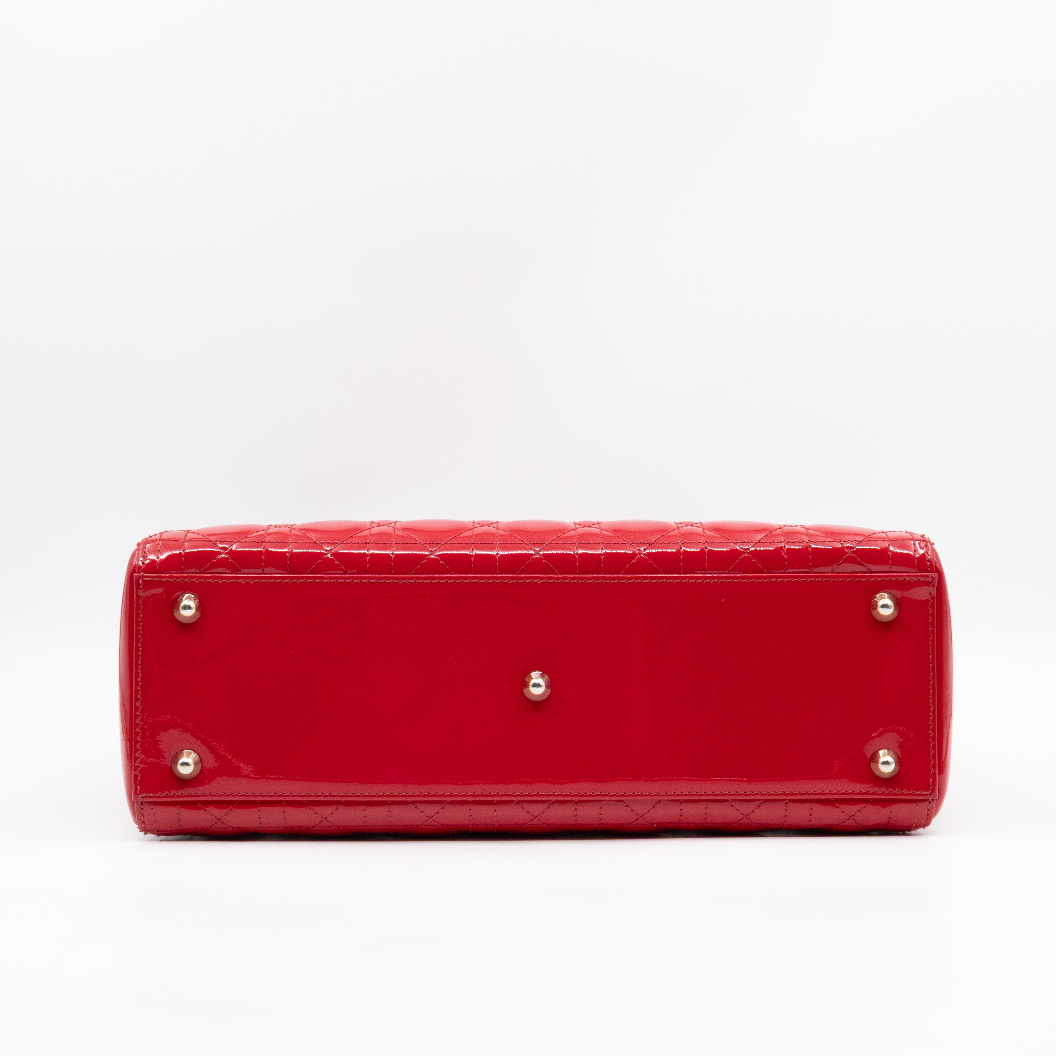 Lady Dior Large Red Patent Leather