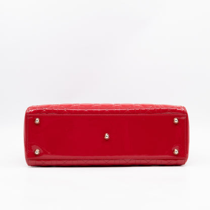 Lady Dior Large Red Patent Leather