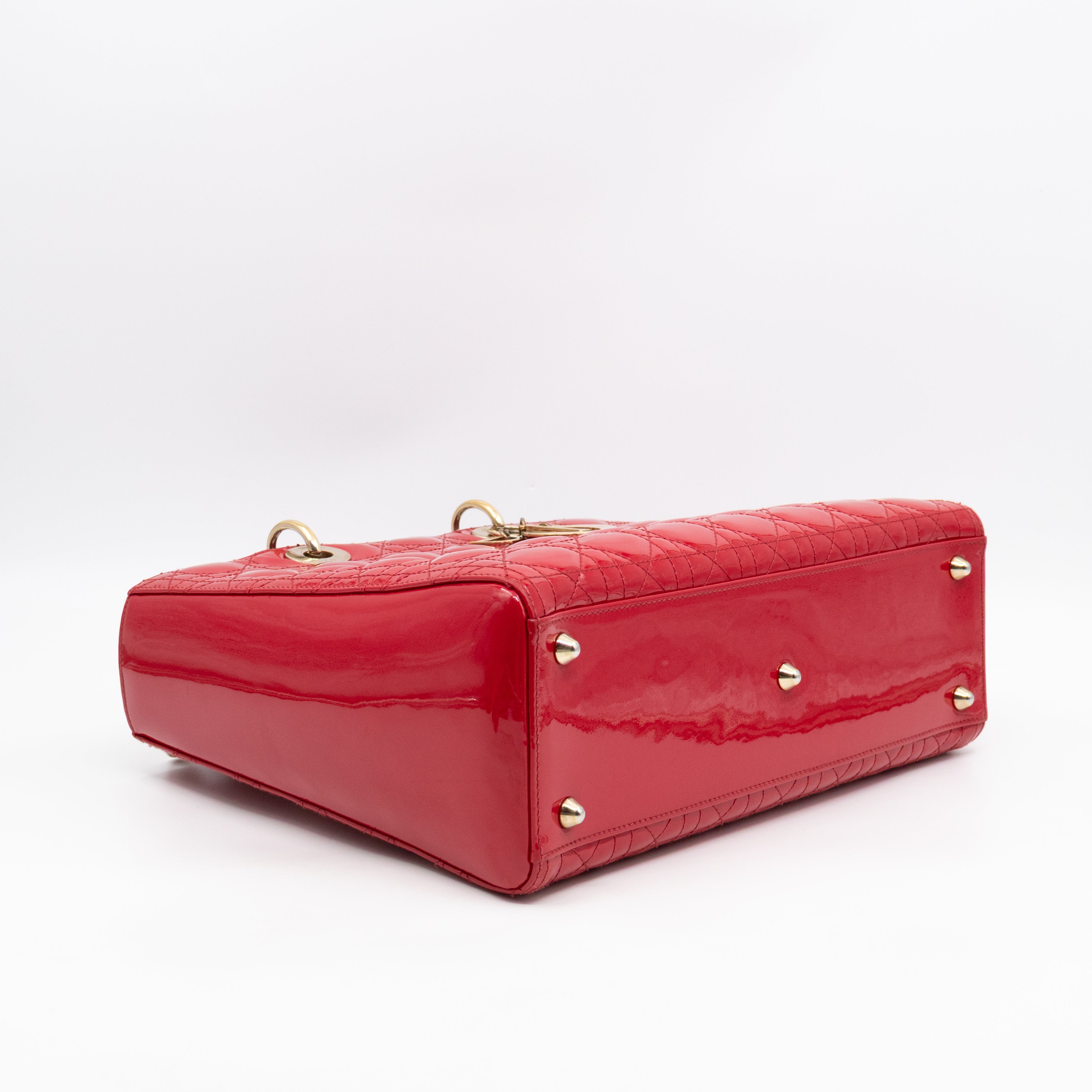 Lady Dior Large Red Patent Leather