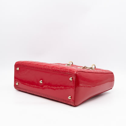 Lady Dior Large Red Patent Leather
