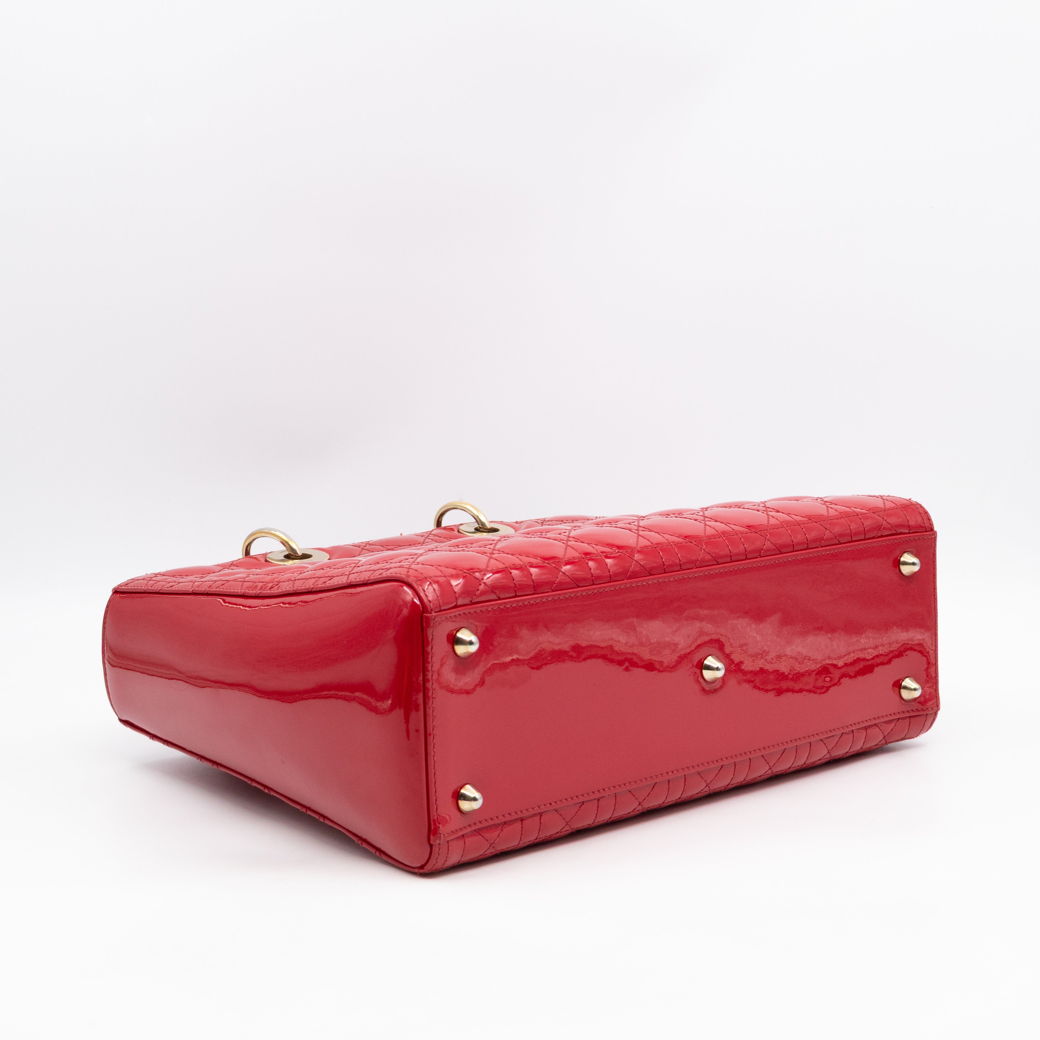 Lady Dior Large Red Patent Leather