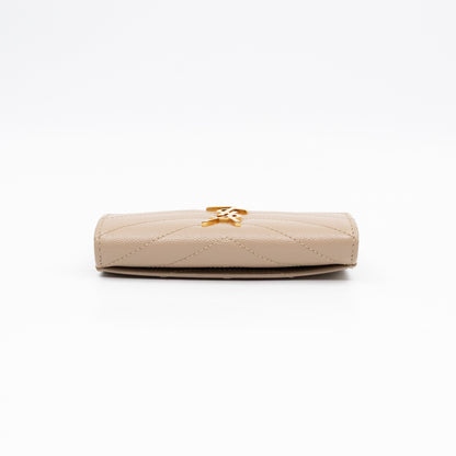 Cassandre Matelasse Envelope Wallet Small Dark Beige Grained Leather
