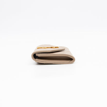 Cassandre Matelasse Envelope Wallet Small Dark Beige Grained Leather