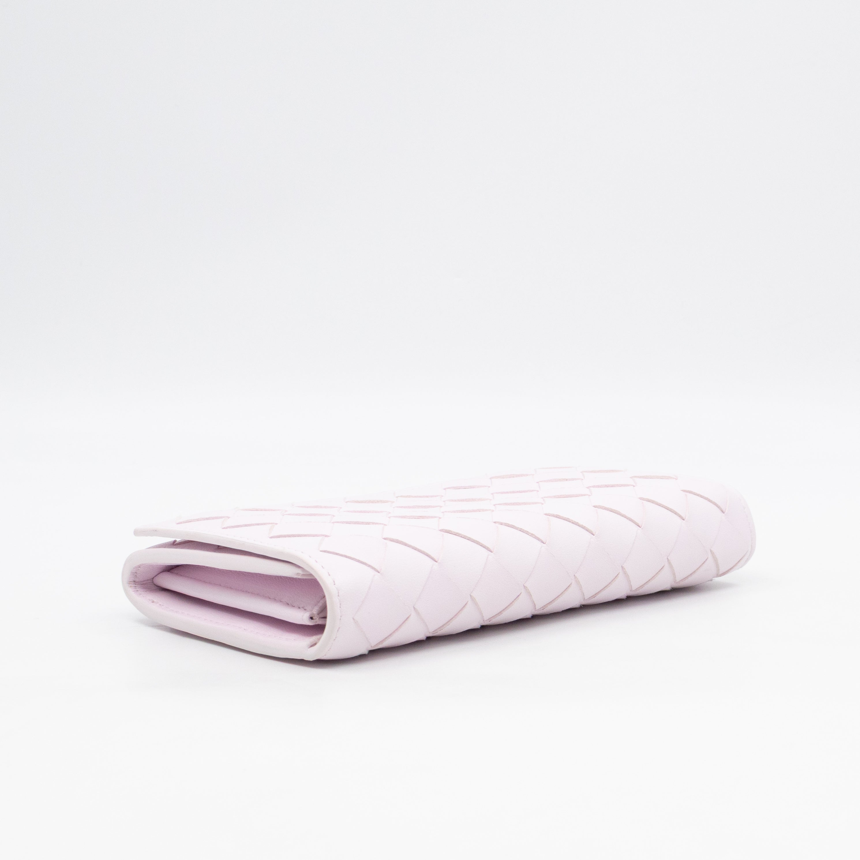 Intrecciato Large Flap Wallet Light Pink Leather