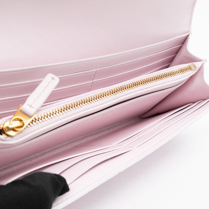 Intrecciato Large Flap Wallet Light Pink Leather