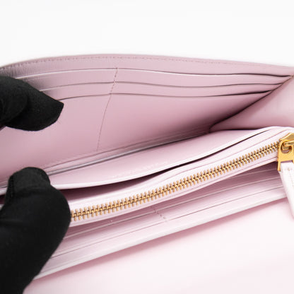 Intrecciato Large Flap Wallet Light Pink Leather