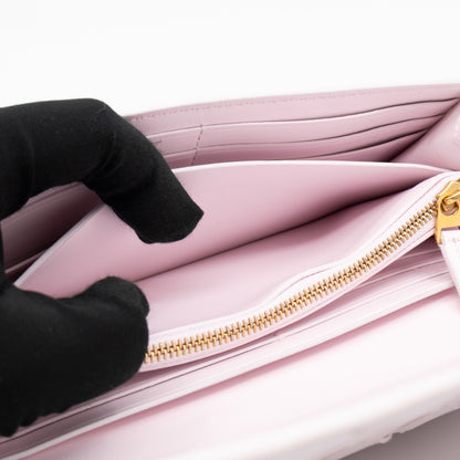 Intrecciato Large Flap Wallet Light Pink Leather