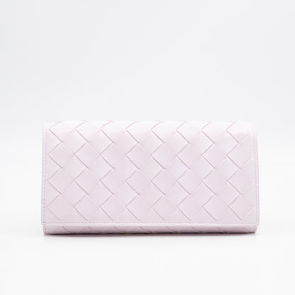Intrecciato Large Flap Wallet Light Pink Leather