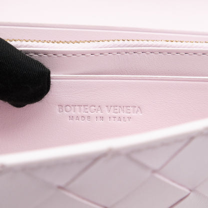 Intrecciato Large Flap Wallet Light Pink Leather