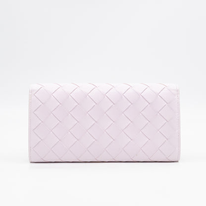 Intrecciato Large Flap Wallet Light Pink Leather