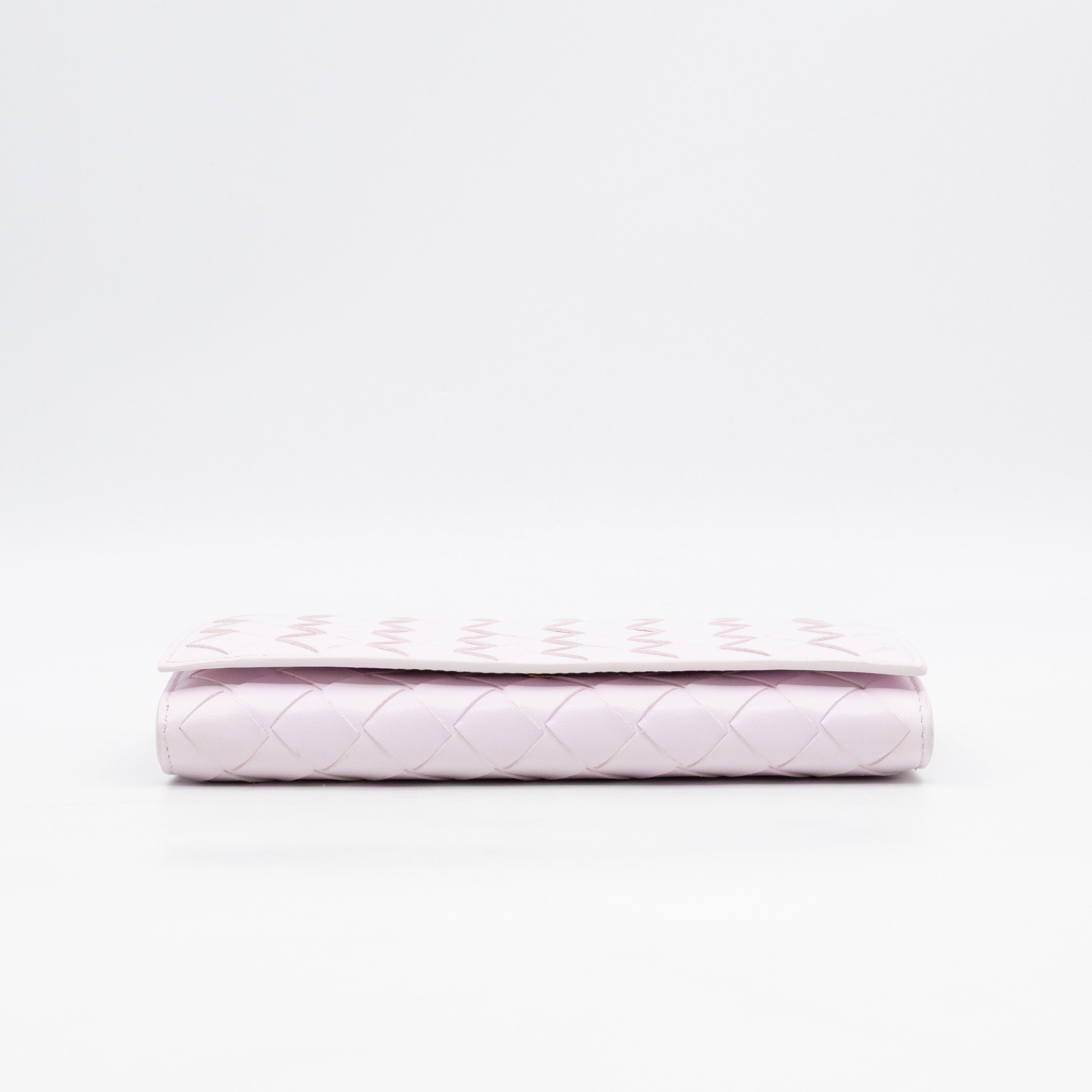 Intrecciato Large Flap Wallet Light Pink Leather