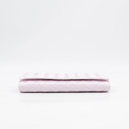 Intrecciato Large Flap Wallet Light Pink Leather