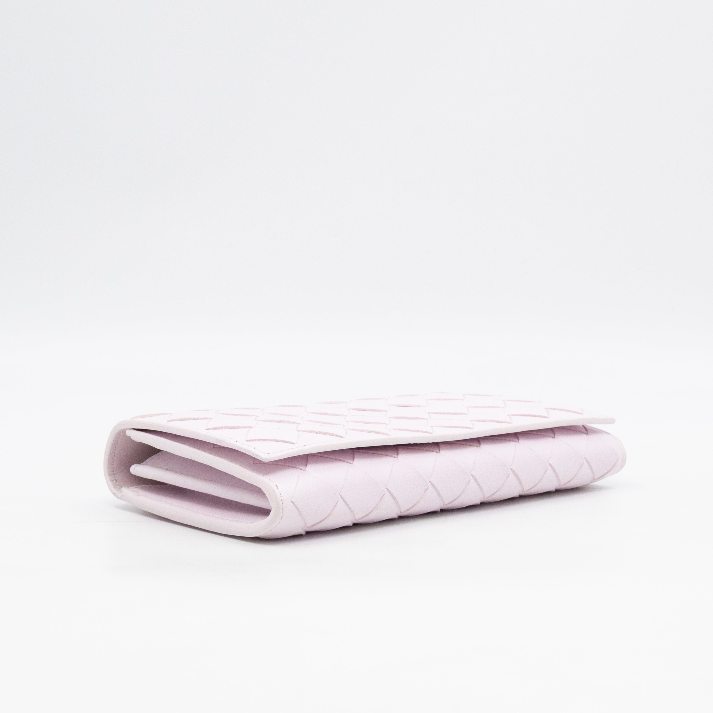 Intrecciato Large Flap Wallet Light Pink Leather