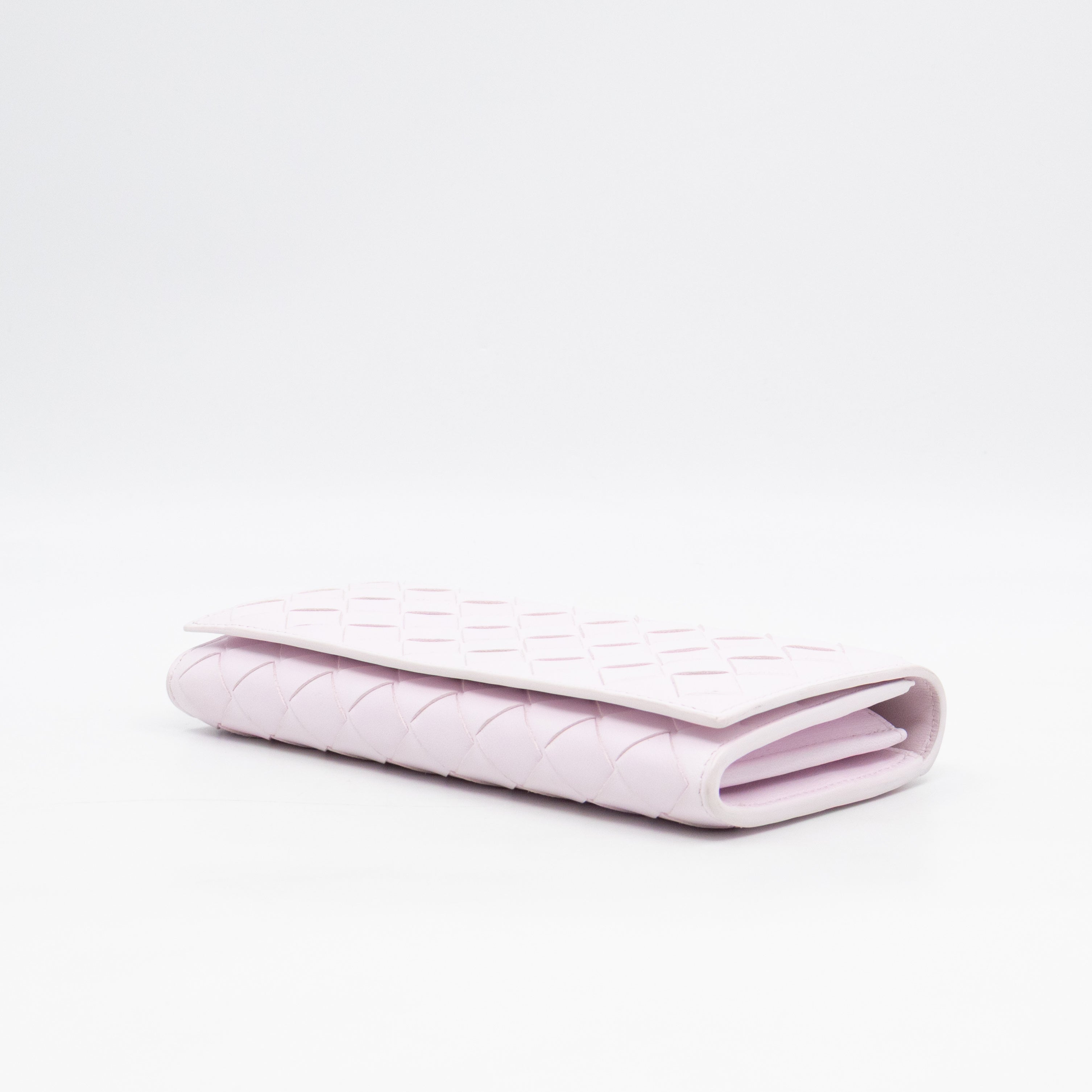 Intrecciato Large Flap Wallet Light Pink Leather