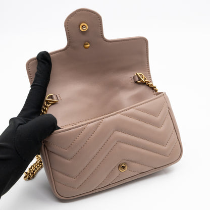 GG Marmont Super Mini Flap Bag Dusty Pink Leather