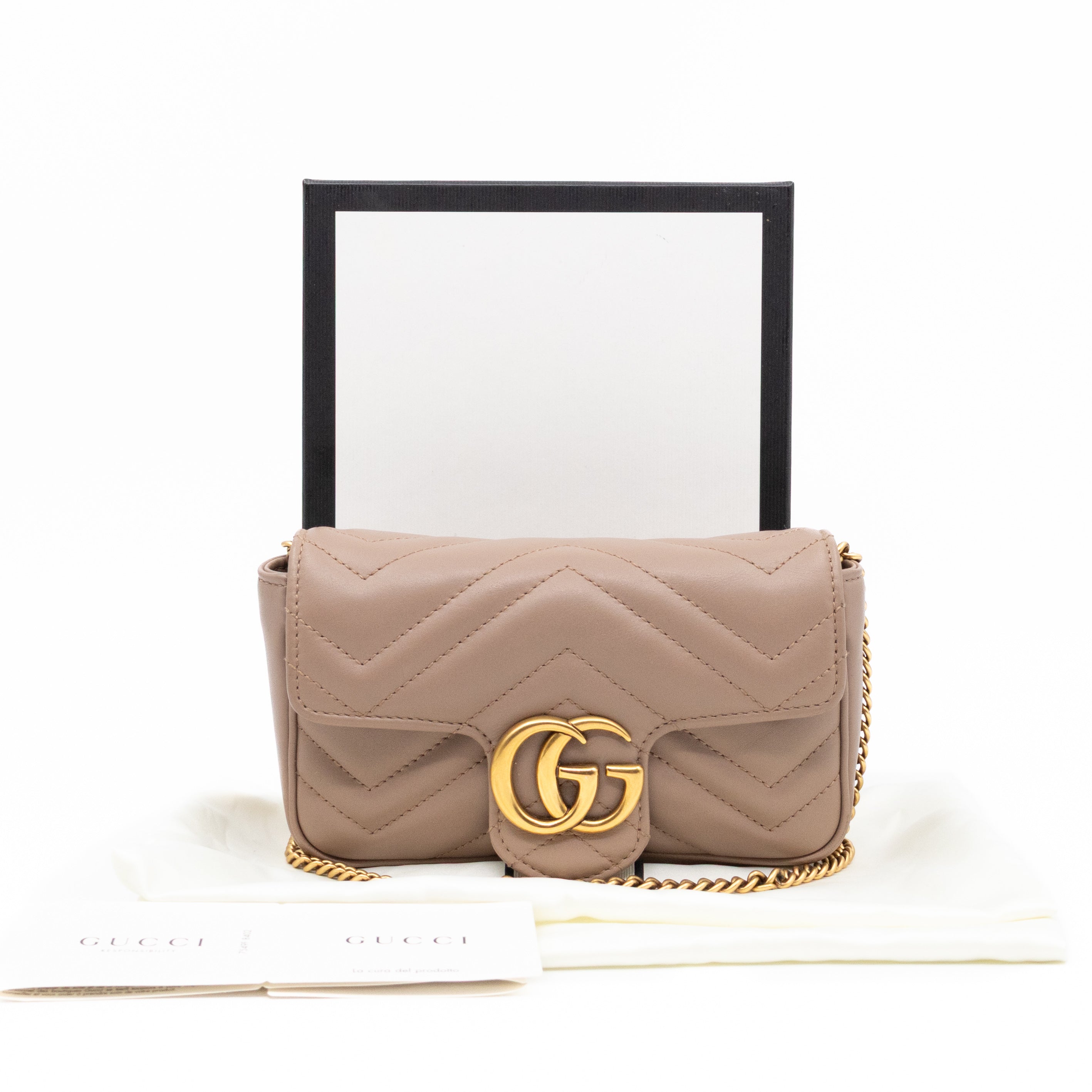 GG Marmont Super Mini Flap Bag Dusty Pink Leather
