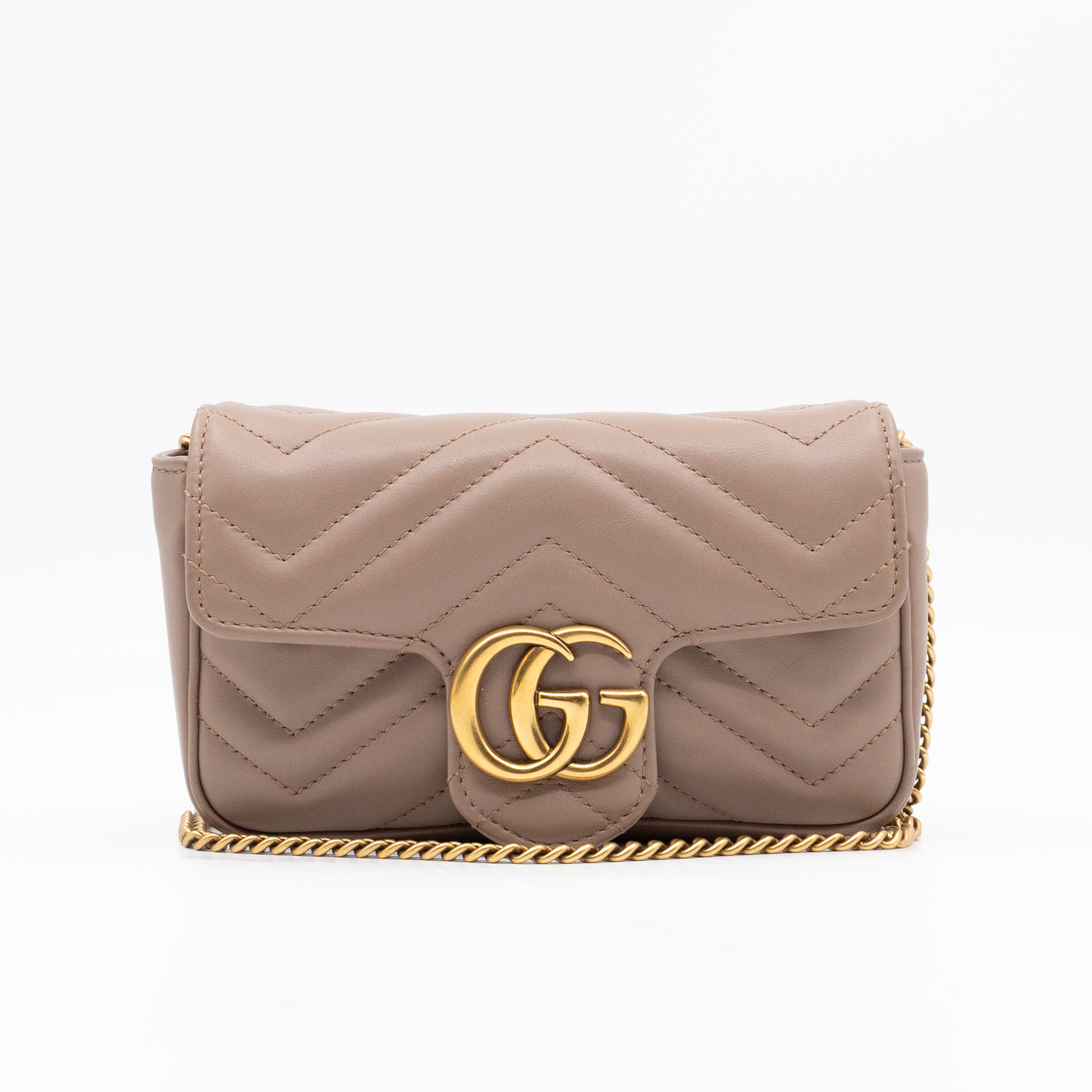 GG Marmont Super Mini Flap Bag Dusty Pink Leather