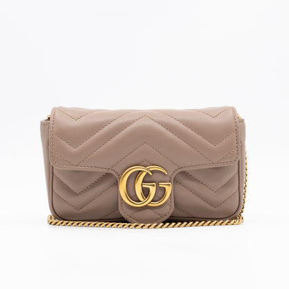 GG Marmont Super Mini Flap Bag Dusty Pink Leather