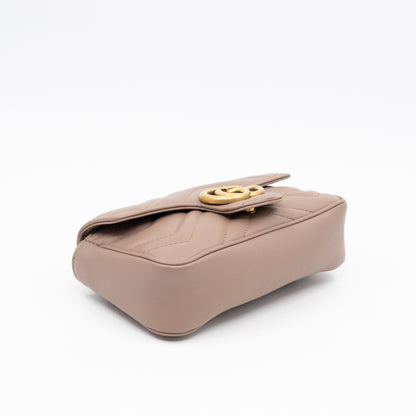 GG Marmont Super Mini Flap Bag Dusty Pink Leather