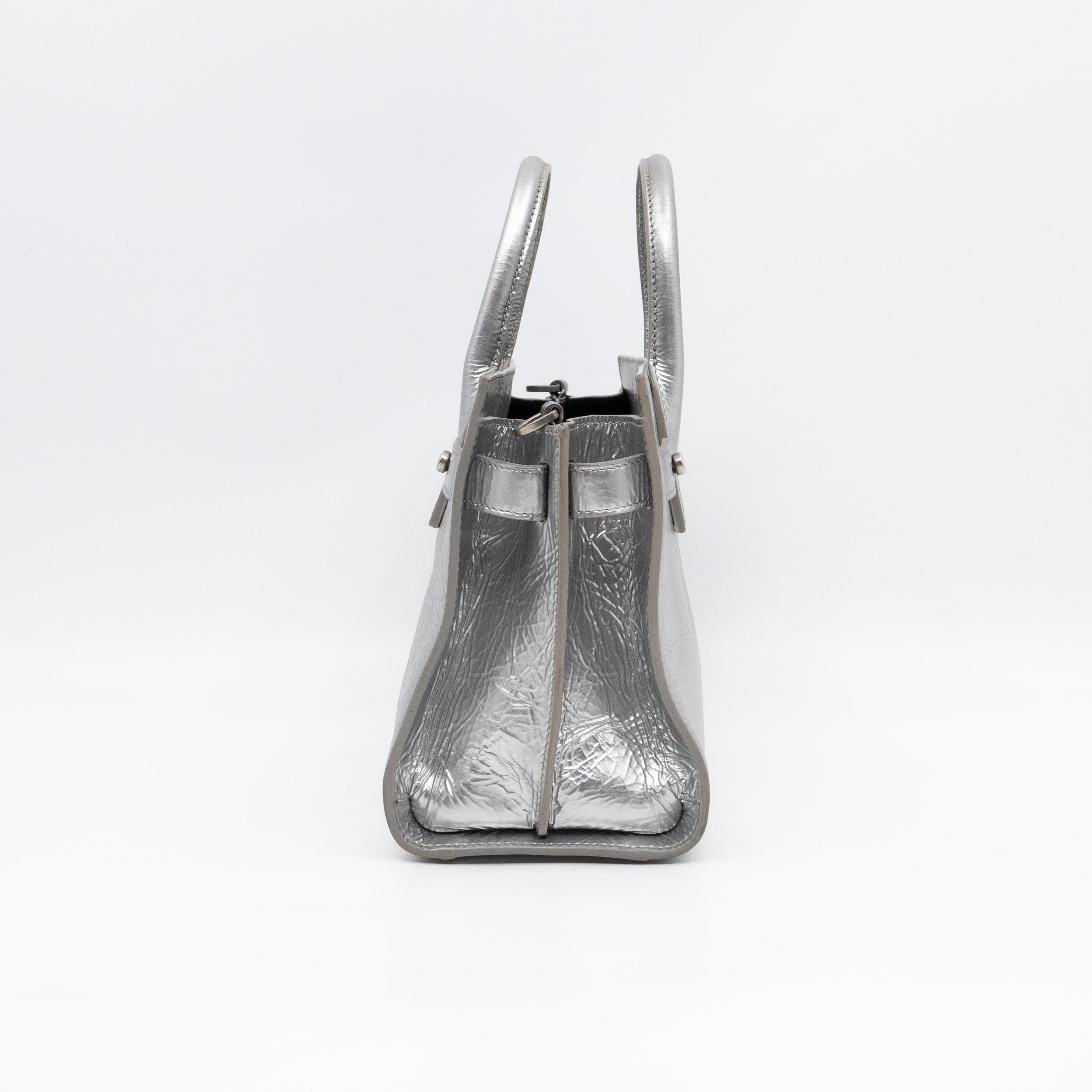 Sac de Jour Nano Silver Metallic Leather