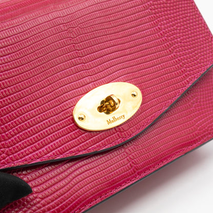 Small Darley Wallet On Chain Deep Pink Lizard Embossed Leather