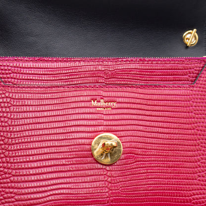 Small Darley Wallet On Chain Deep Pink Lizard Embossed Leather
