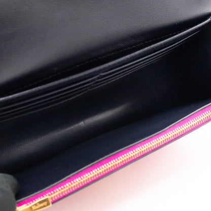 Small Darley Wallet On Chain Deep Pink Lizard Embossed Leather
