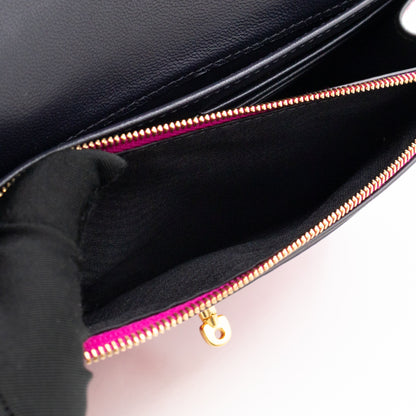 Small Darley Wallet On Chain Deep Pink Lizard Embossed Leather