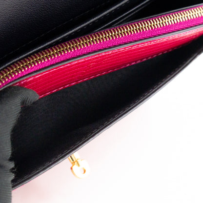 Small Darley Wallet On Chain Deep Pink Lizard Embossed Leather