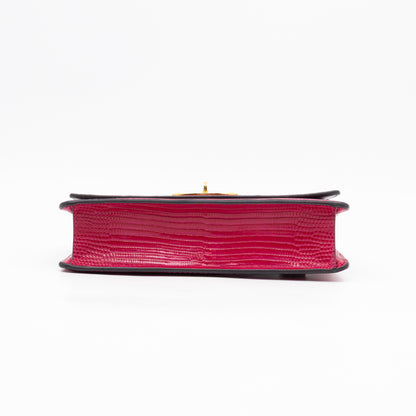 Small Darley Wallet On Chain Deep Pink Lizard Embossed Leather