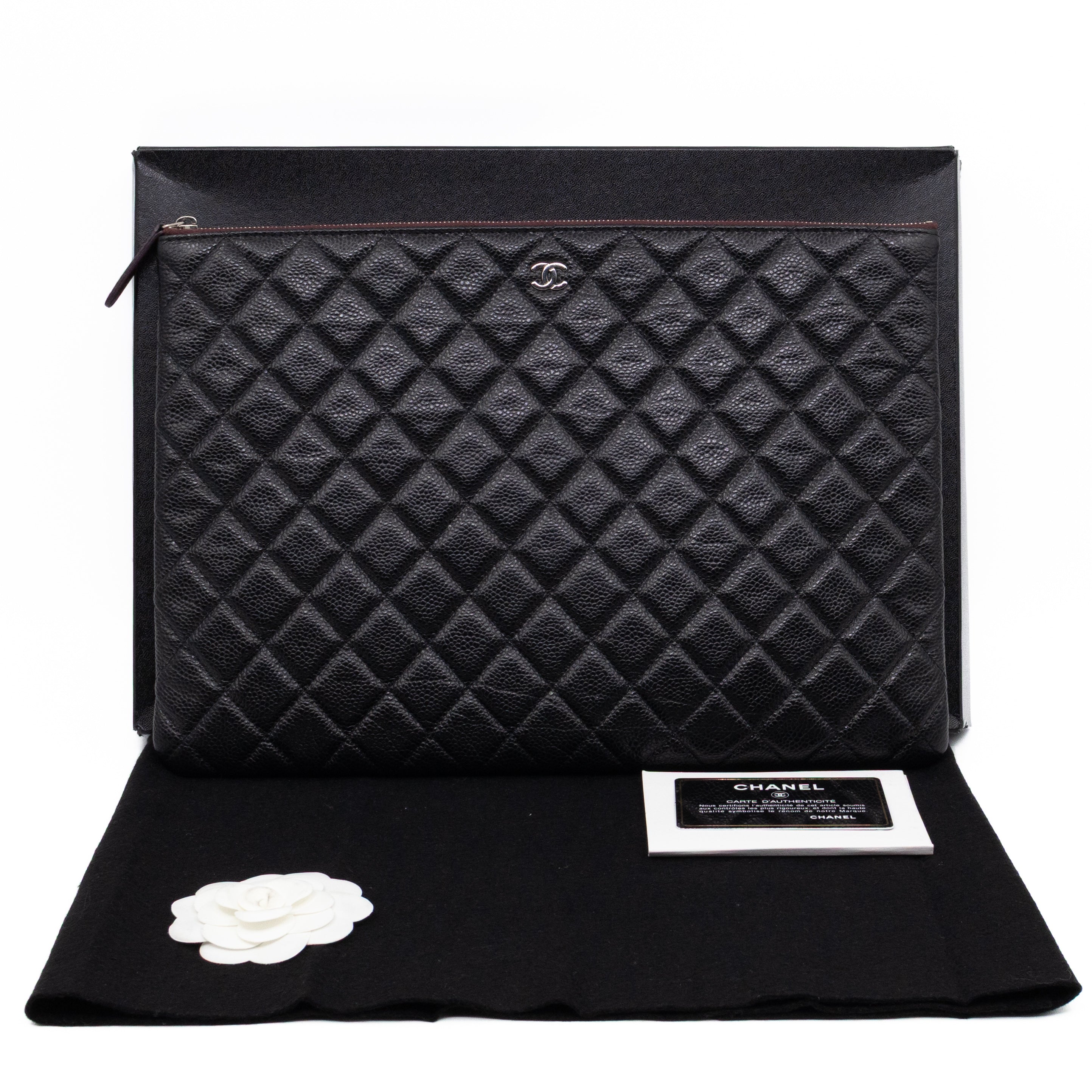 O Case Large Black Caviar Leather