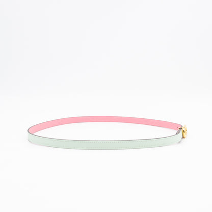 Maillon H Buckle & Reversible Vert Peppermint and Rose Confetti Leather Belt 85 cm