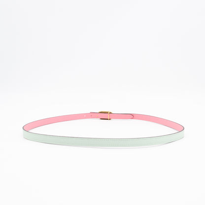 Maillon H Buckle & Reversible Vert Peppermint and Rose Confetti Leather Belt 85 cm