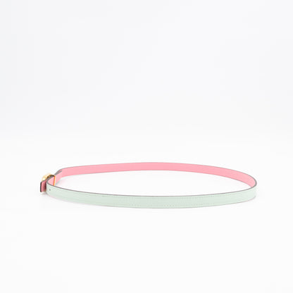Maillon H Buckle & Reversible Vert Peppermint and Rose Confetti Leather Belt 85 cm