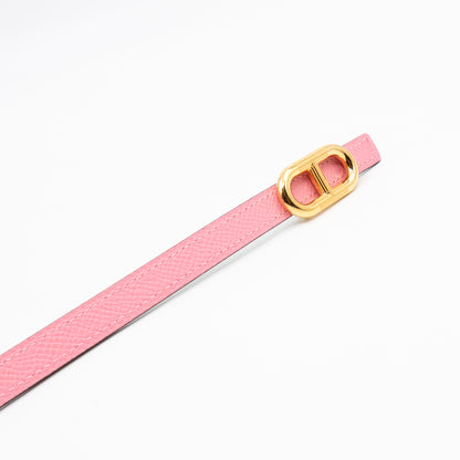 Maillon H Buckle & Reversible Vert Peppermint and Rose Confetti Leather Belt 85 cm