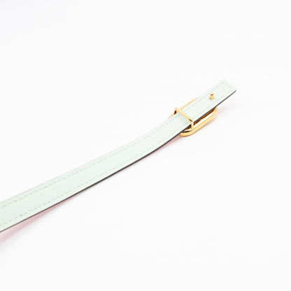 Maillon H Buckle & Reversible Vert Peppermint and Rose Confetti Leather Belt 85 cm