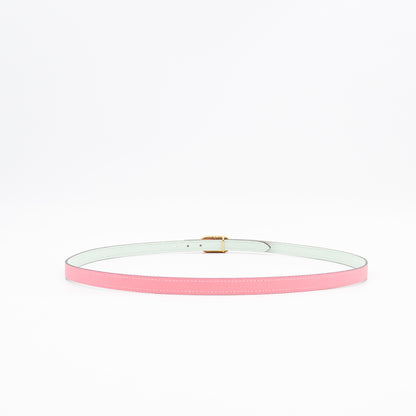 Maillon H Buckle & Reversible Vert Peppermint and Rose Confetti Leather Belt 85 cm