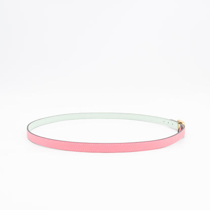 Maillon H Buckle & Reversible Vert Peppermint and Rose Confetti Leather Belt 85 cm