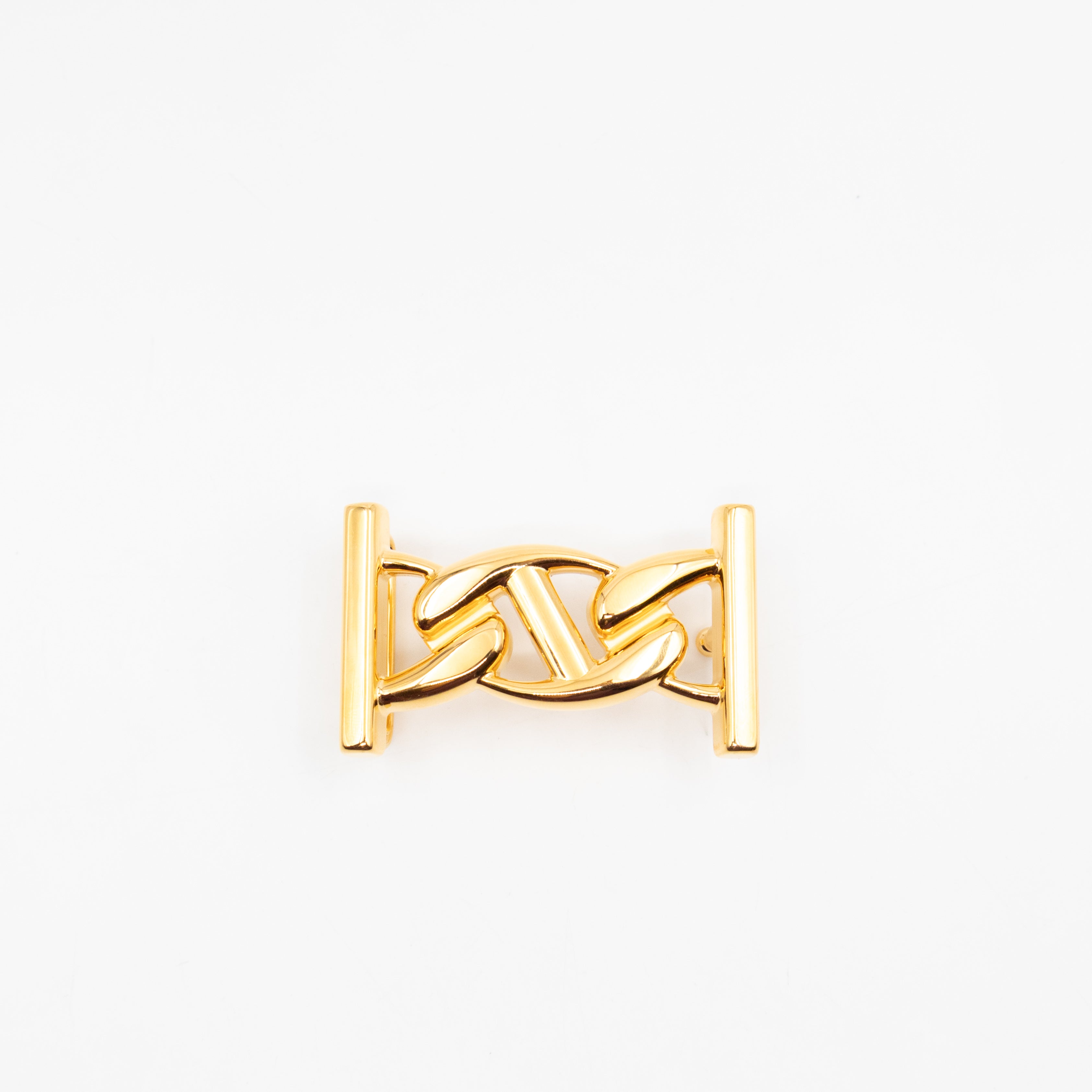 My H Belt Buckle & Reversible Blanc & Gold Leather Belt 80 cm