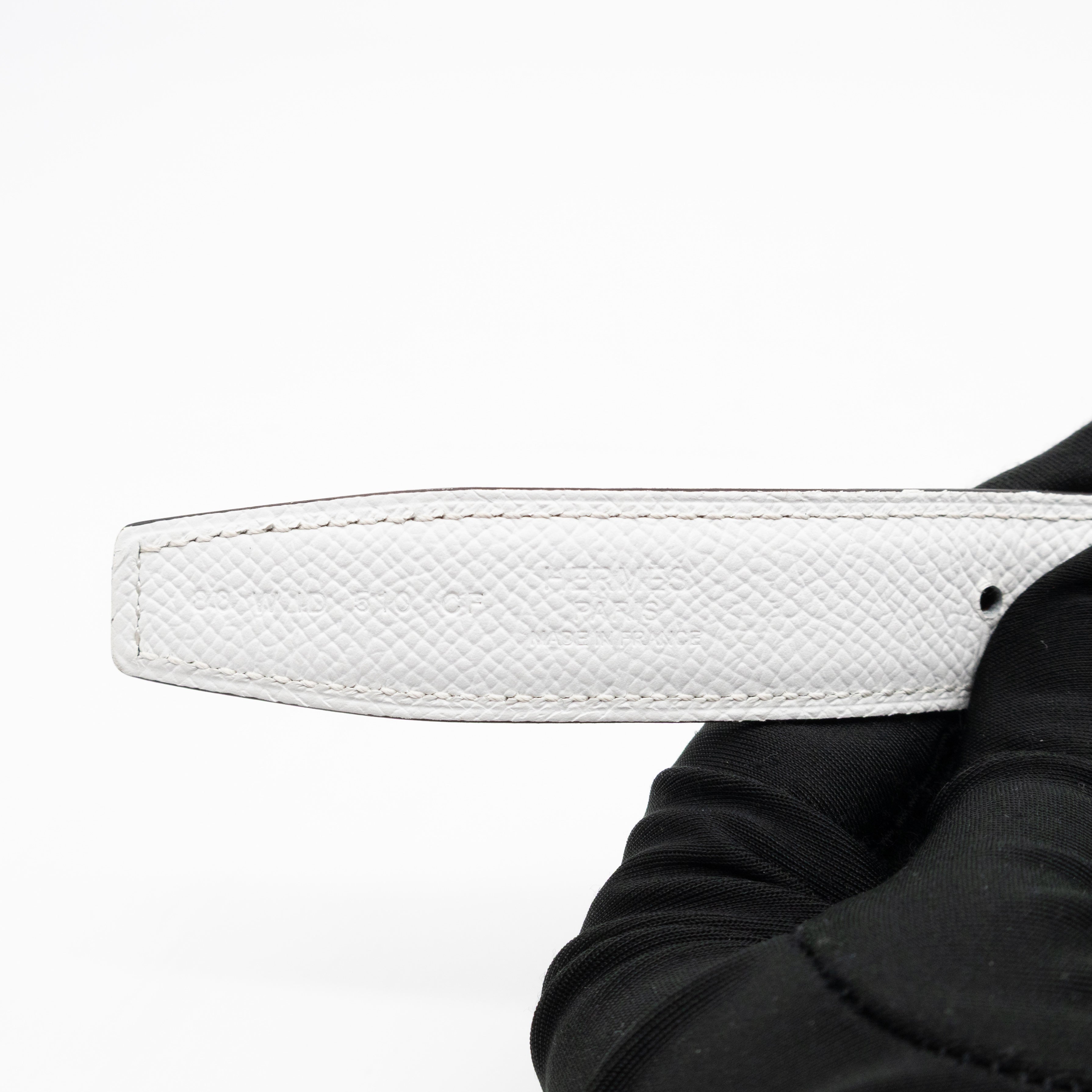 My H Belt Buckle & Reversible Blanc & Gold Leather Belt 80 cm