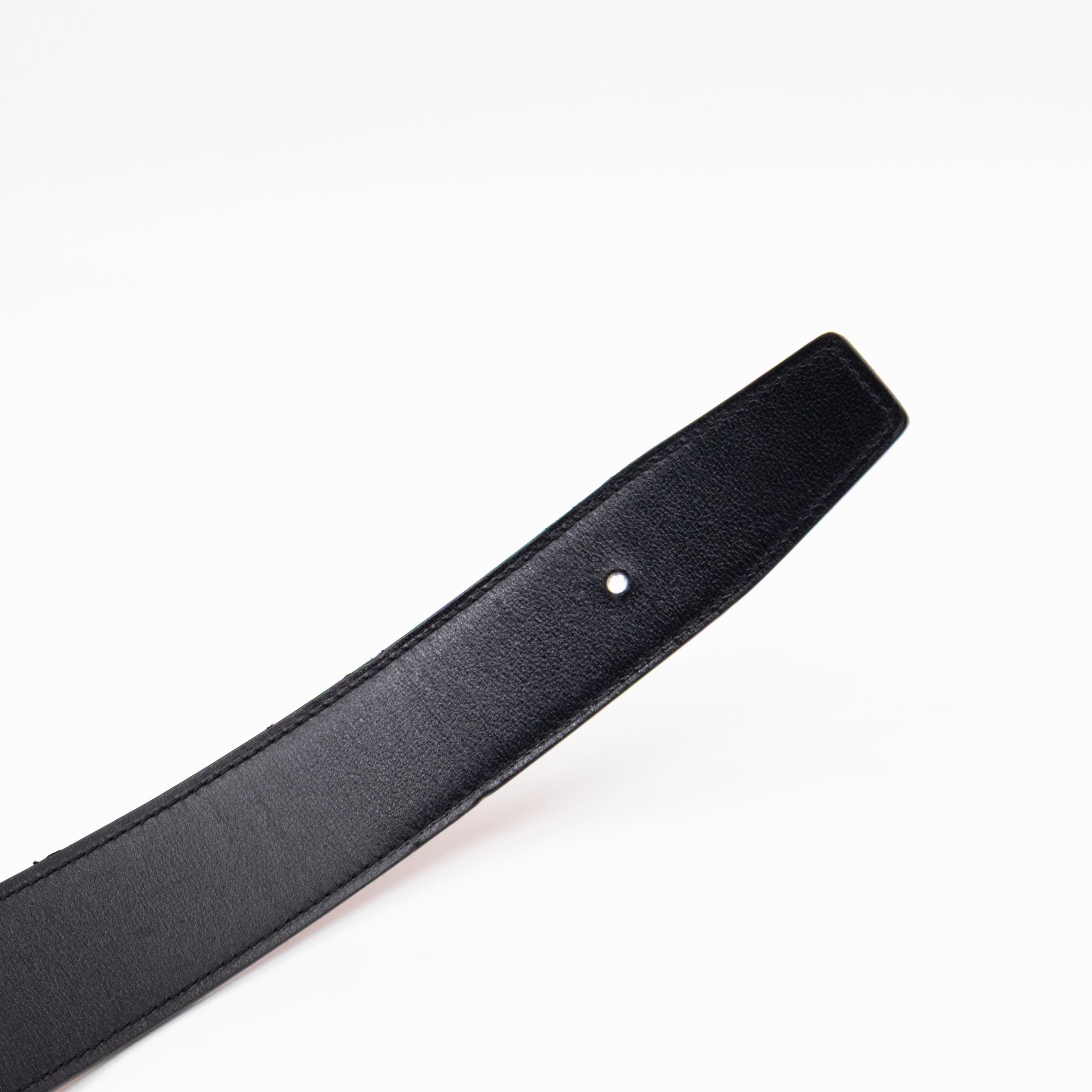 H Guillochee Belt Buckle & Reversible Orange & Noir Leather Belt 85 cm