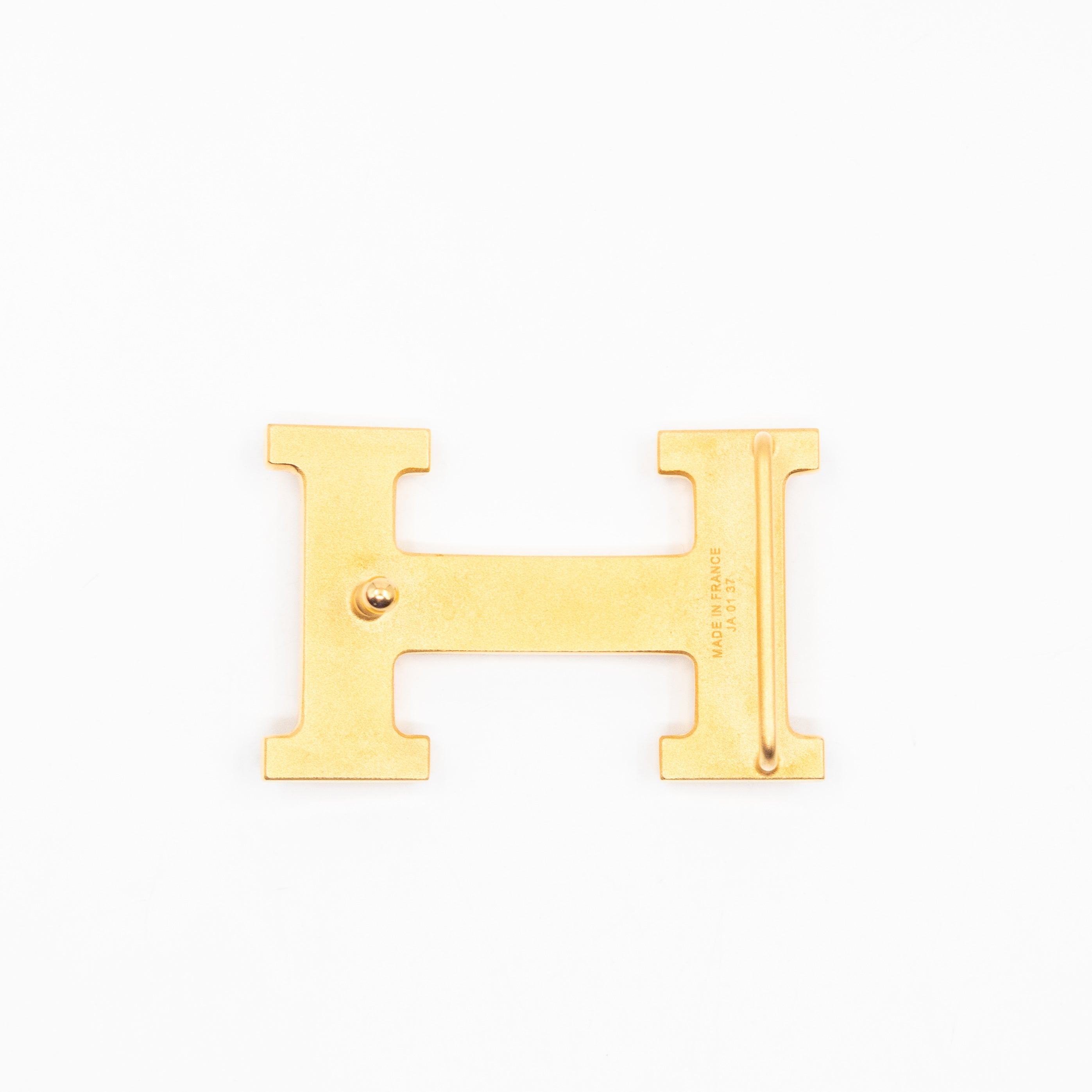 H Guillochee Belt Buckle & Reversible Orange & Noir Leather Belt 85 cm