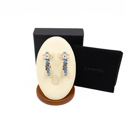 CC Blue Denim Hoop Earrings Gold