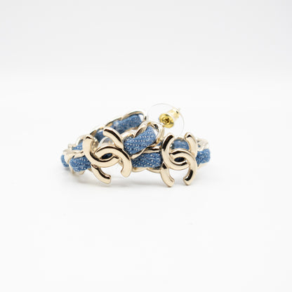 CC Blue Denim Hoop Earrings Gold