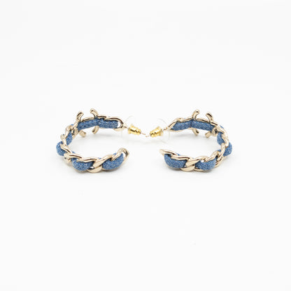 CC Blue Denim Hoop Earrings Gold
