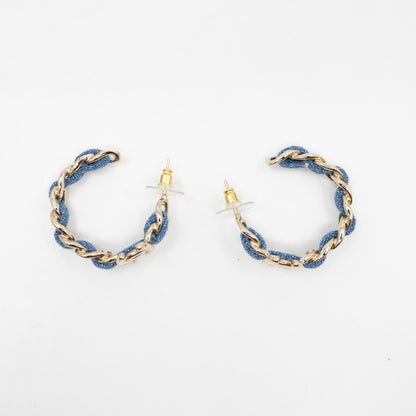 CC Blue Denim Hoop Earrings Gold