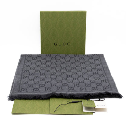 GG Wool Scarf Grey & Black